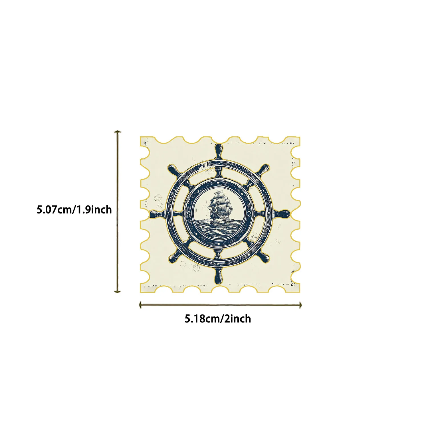 50/100PCS Retro Blue Nautical Stamps Stickers Golden Foil Aesthetic Decals PET Sticker for Suitcase Phone Notebook