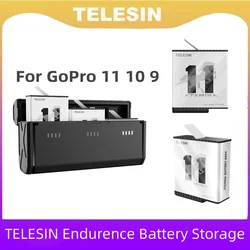 TELESIN Endurence Battery For GoPro Hero 11 10 9 1750 mAh Battery 3 Slots TF Card Battery Storage Charger Box For GoPro 9 10 11