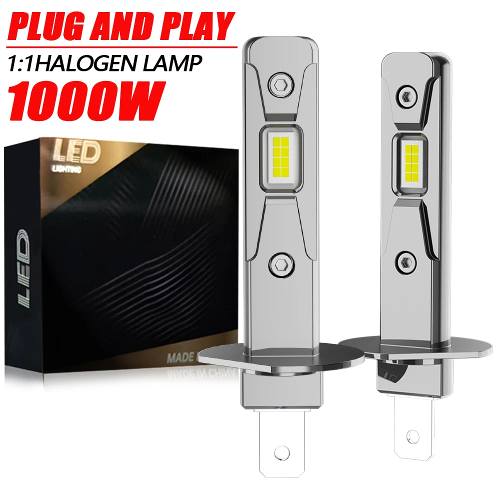 

H1 LED CANBUS Лампа 1:1 Мини Размер 1000 Вт Супер яркие светодиодные фонари для автомобиля 6000K Прожекторы CSP Чип Автомобильные фары Противотуманные фары