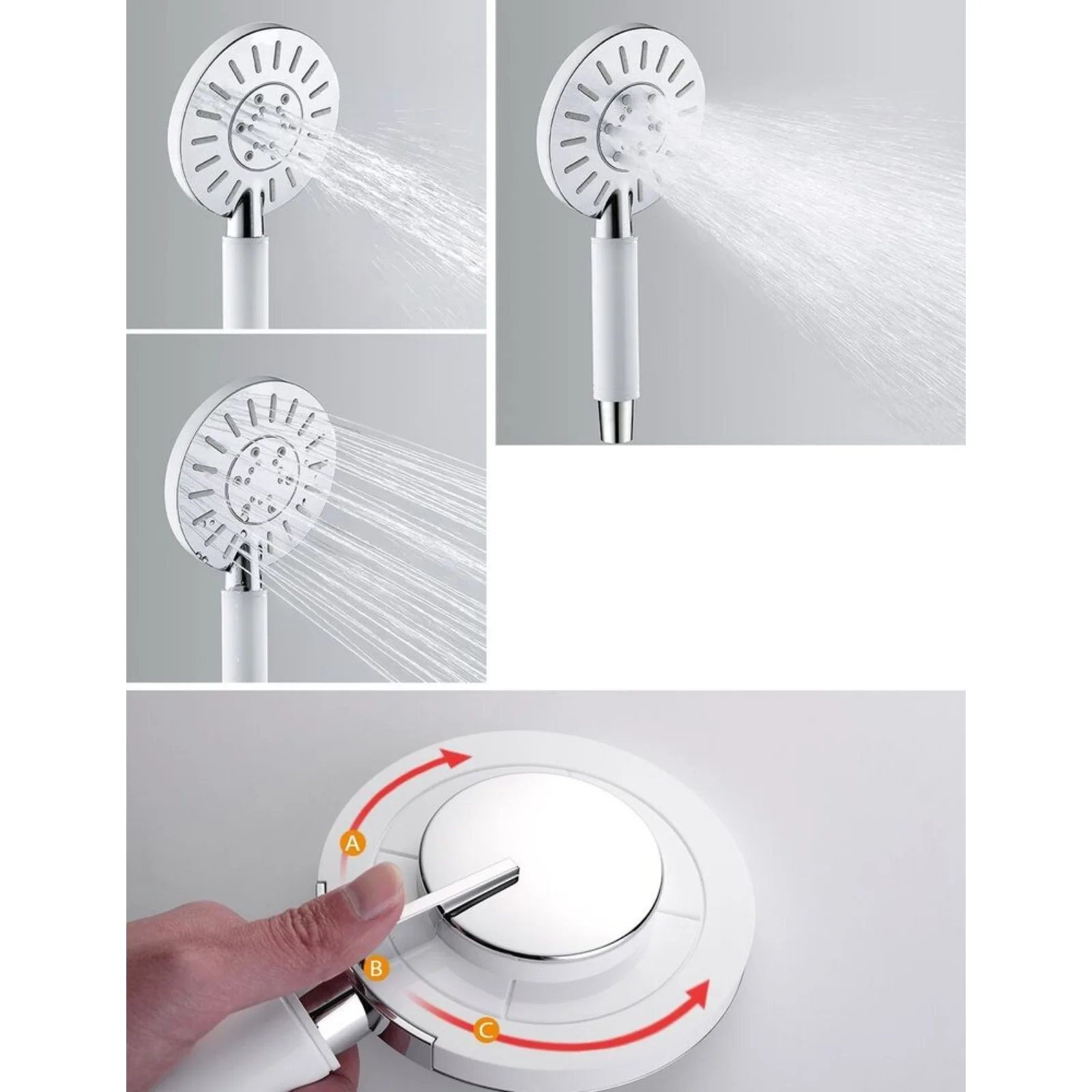 

US New Handheld Shower Head for replacement-Chrome & White PHS3170-01