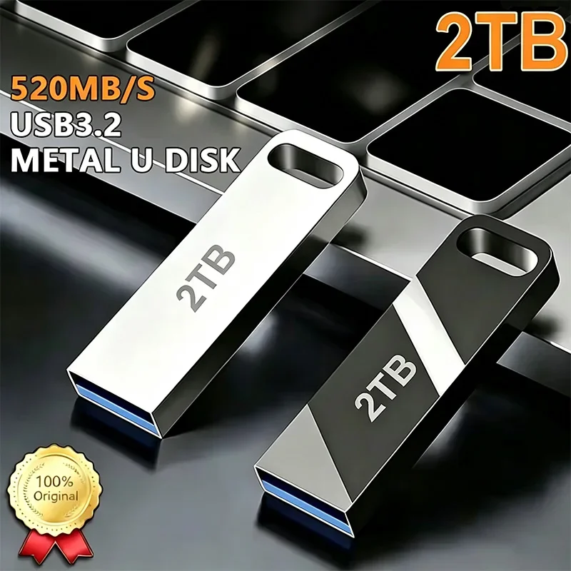 2TB Flash Drive USB 3.2 High Speed Transfer Metal Mini U Disk Pendrive Waterproof 512GB 1TB U Disk Memory Stick for PC Phone Car