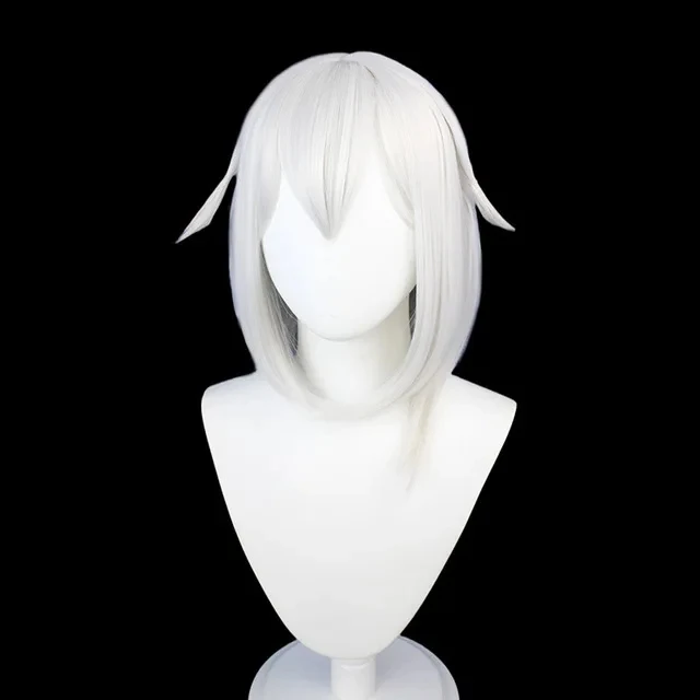 Genshin Impact Game Paimon Silver Gray Large Inner Buckle Cosplay Wigs Anime Heat Resistant Synthetic Wig