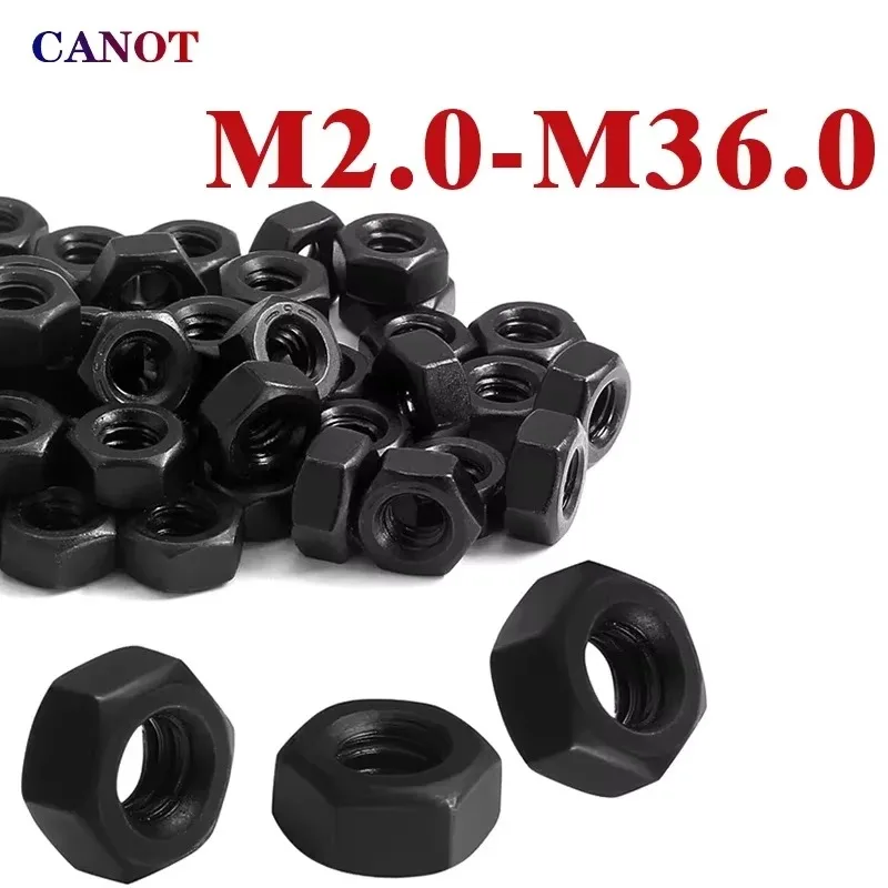 Hardness 8.8 class Black Oxide Carbon Steel Metric Hex Hexagon Nuts M2 M2.5 M3 M4 M5 M6 M8 M10 M12 M14 M16 M18 M20 M22 M24 M27