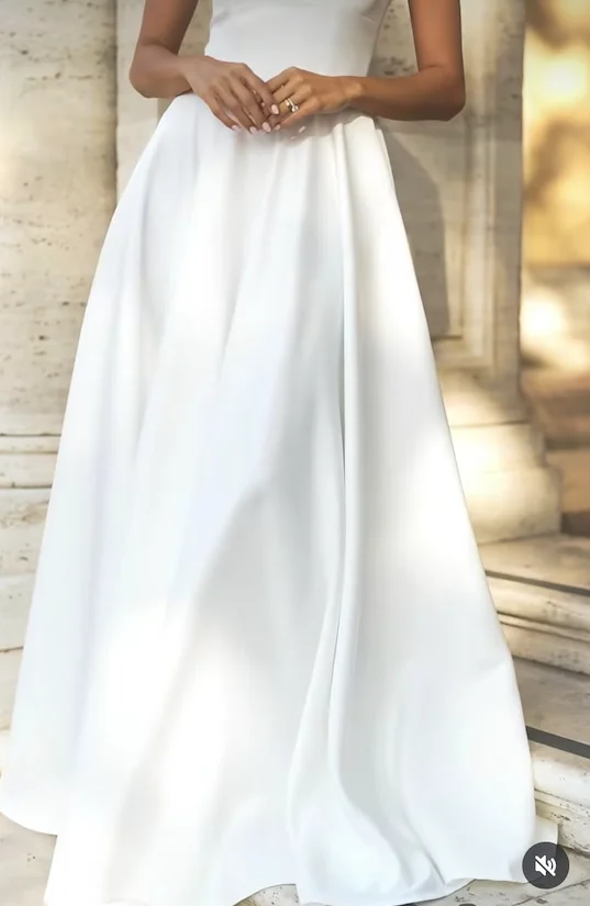 Hochzeitskleid, individuell anpassbar, quadratischer Kragen, A-Linie für Damen, atemberaubende, rückenfreie Brautkleider aus Satin, ärmellos, schlicht und elegant