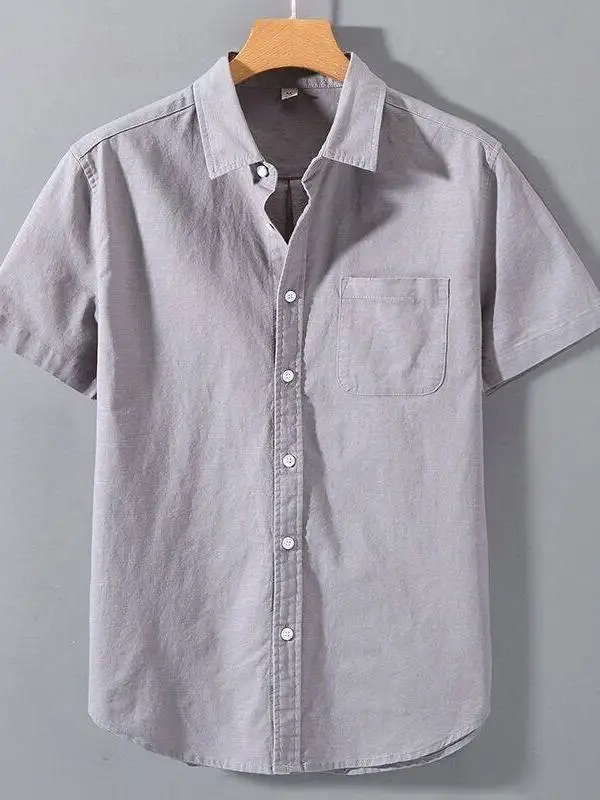 

Trendy Linen Men's Shirt Summer Thin Loose Casual Short Sleeve Fashionable Breathable Comfortable Citywalk Cotton Linen Blend