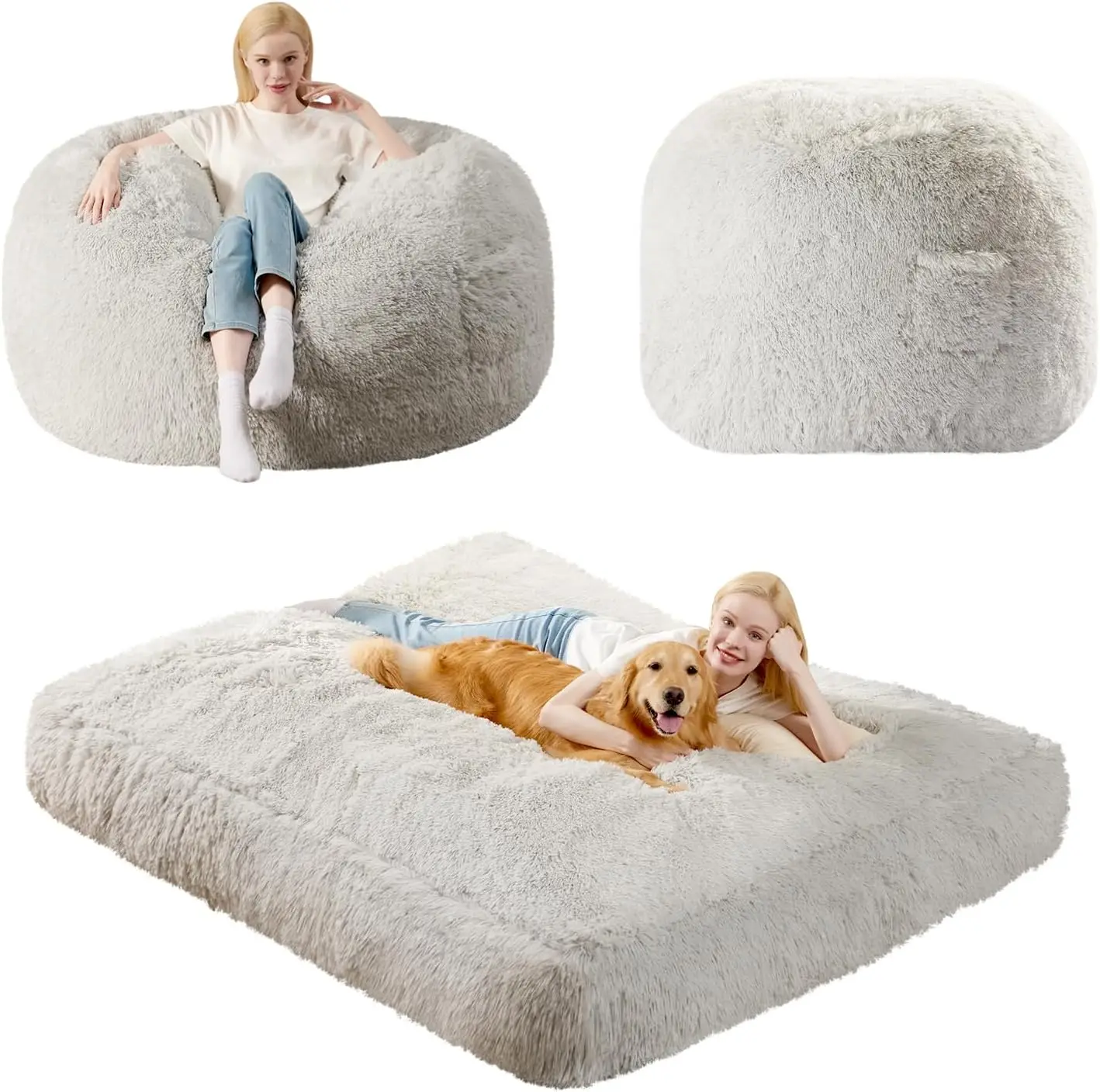 Bean Bag Bed Giant Bean Bag Chairs for Adults,  Floor Mattress Convertible Sofa Bed, Big Bean Bag Chairs Couch, Removable Sofa B