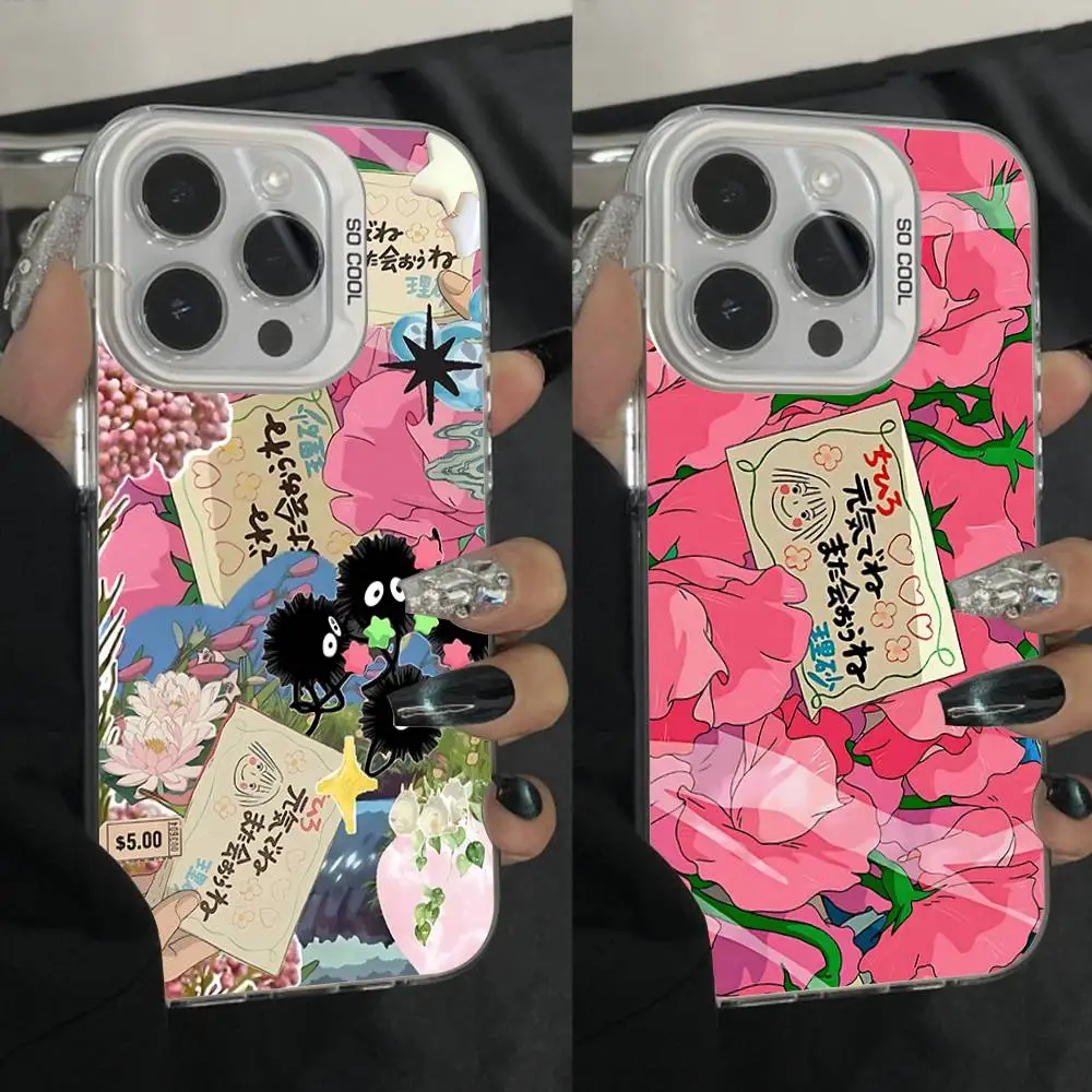 

Susuwatari S-Spiriteds Flower A-Away Phone Case For iPhone 16,15,14,13,12,11,Pro,Max,Plus,Mini,XS,SE Anti Fall White Matte Case
