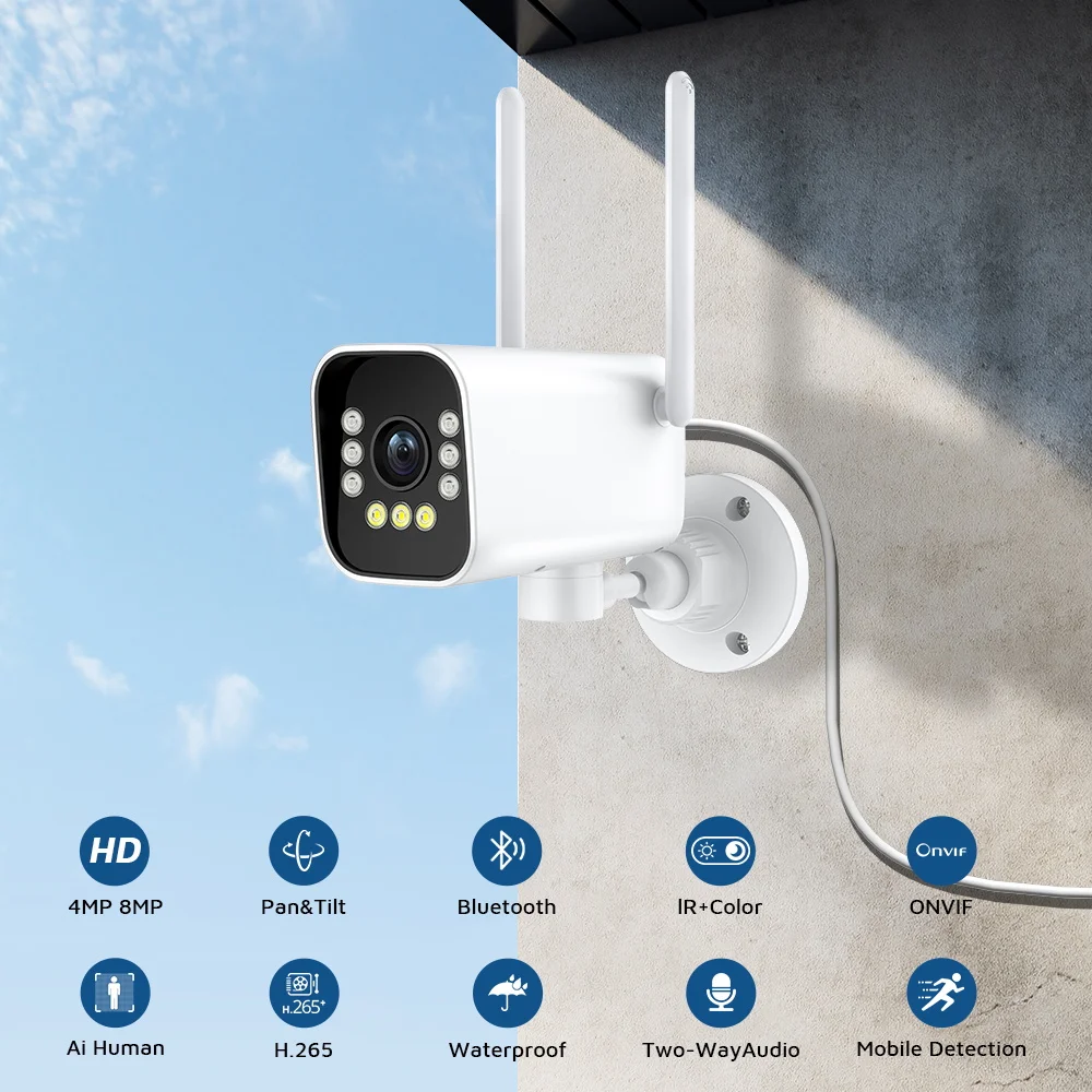 Imagem -02 - Câmera ip Ptz sem Fio ao ar Livre Rastreamento Automático Visão Noturna Cctv Smart Home Security Protection Bala 8mp 4k Wifi Icsee