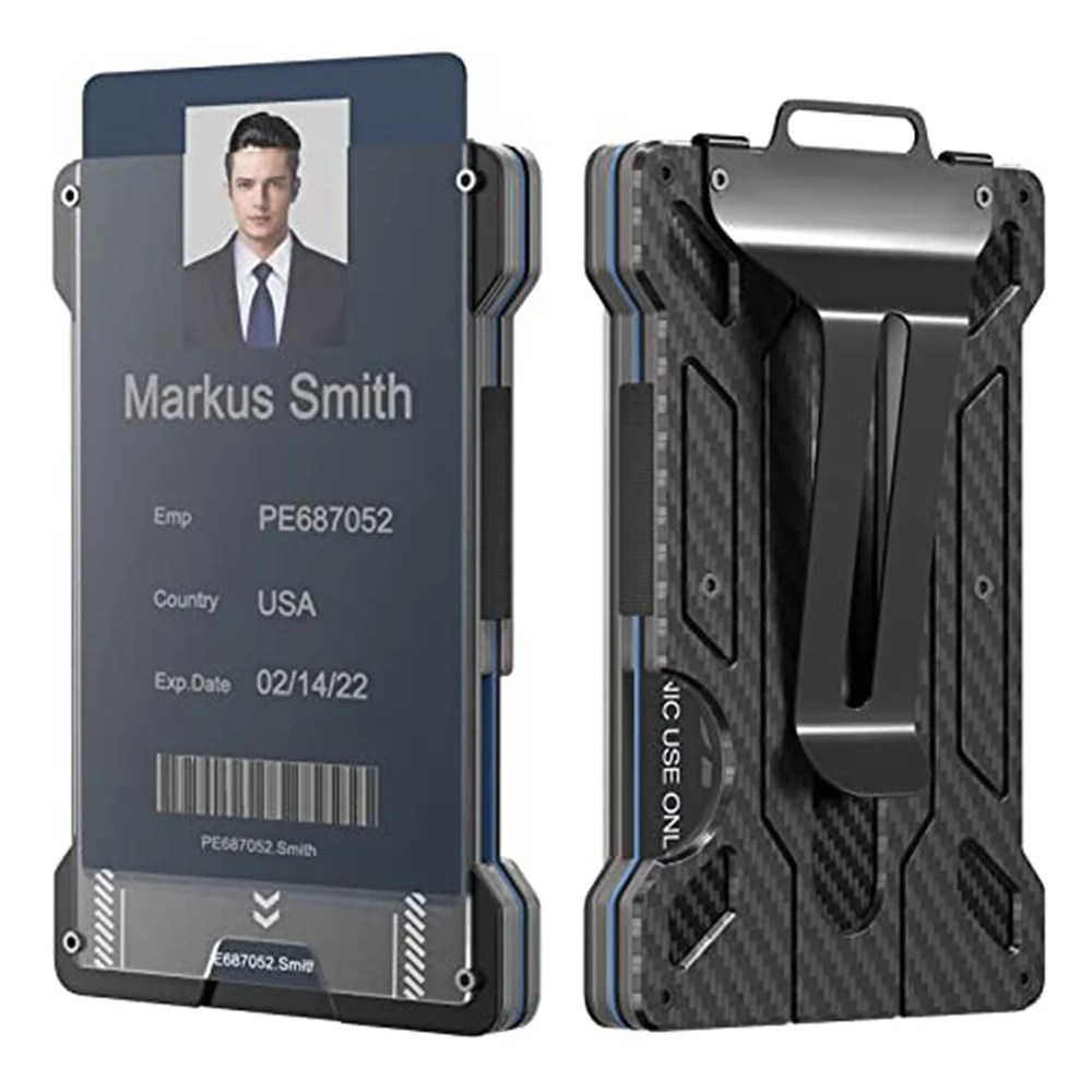 Portefeuille Minimaliste pour Homme, réinitialisation de Porte-Cartes de Crédit en Aluminium avec 1 Porte-Danemark ge d\'Identité à Fenêtre