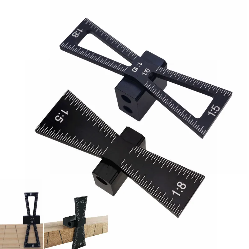 

Woodworking Dovetail Marker Aluminum Alloy Dovetail Marking Template 1:5 & 1:8 Wood Joint Gauge With Scale Dovetail Guide Tools