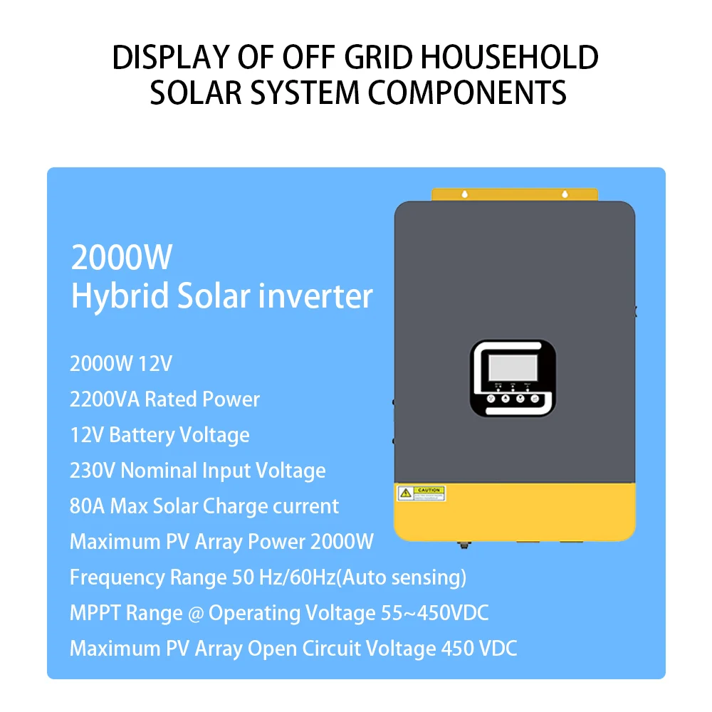 2KW Hybrid Inverter Solar Battery Pack for a Complete Solar System for Home Off-Grid Solar Systems