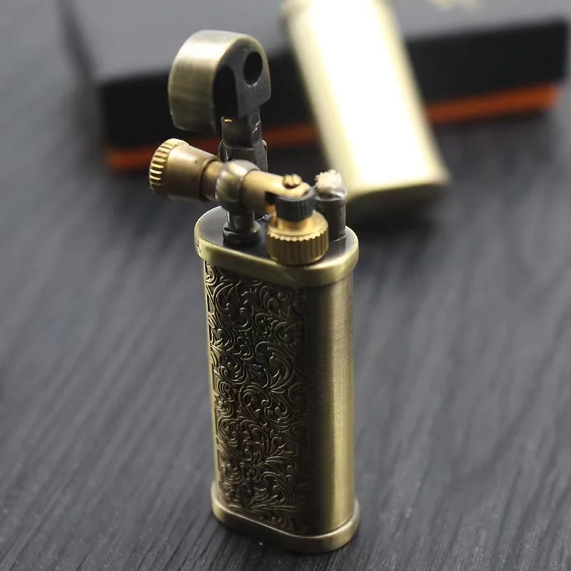 New Tang Grass Vintage Flint Kerosene Lighters Flame Retro Metal Grinding Wheel Petrol Cigarette Cool Lighters Creative Gadgets - Image 3