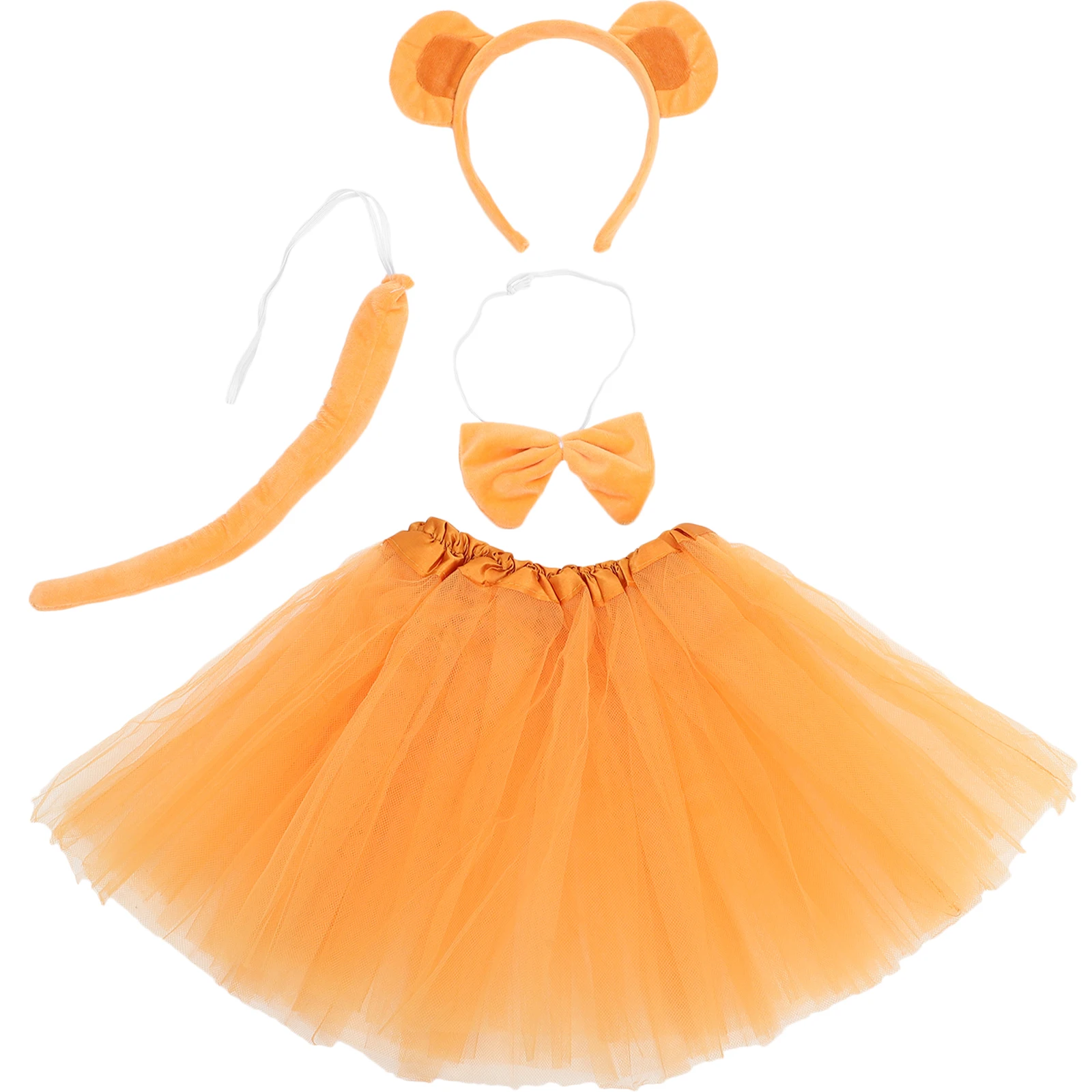 

Monkey Ears Headband Tutu Skirt Tail Bowtie Set Brown Kids Costume Accessories Halloween Christmas Party Role Props