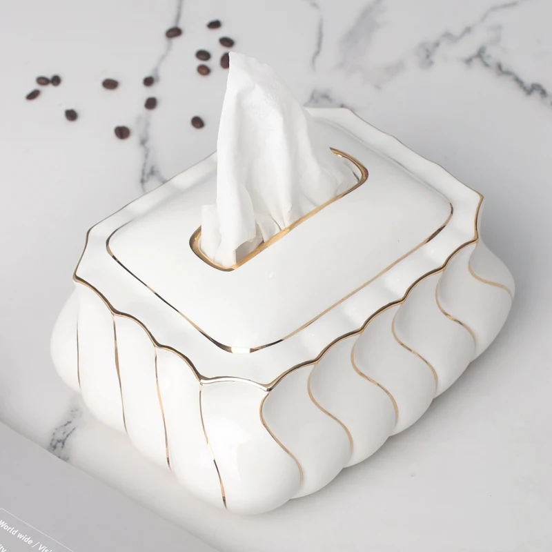 European luxury Phnom Penh modern household living room hotel sample room tea table display ceramic tissue napkin tissue box