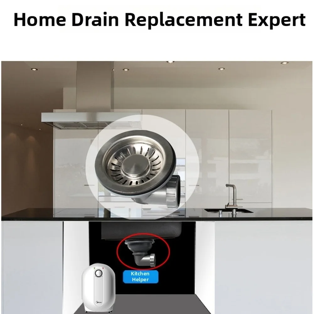 Picture 4: Stainless Steel Kitchen Drain Pipe 114mm Back Drain System Easy Install Leak Resistant For Home Dual Filter System Drain Straine