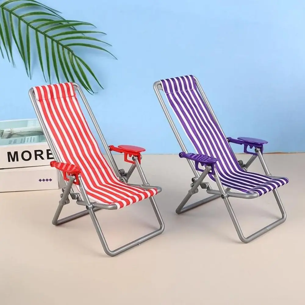 New Mini 1/6 Dollhouse Chair 4 Colors 12*11*19.5cm Foldable Beach Chair Model Casual Reclining Chair Outdoor Dollhouse