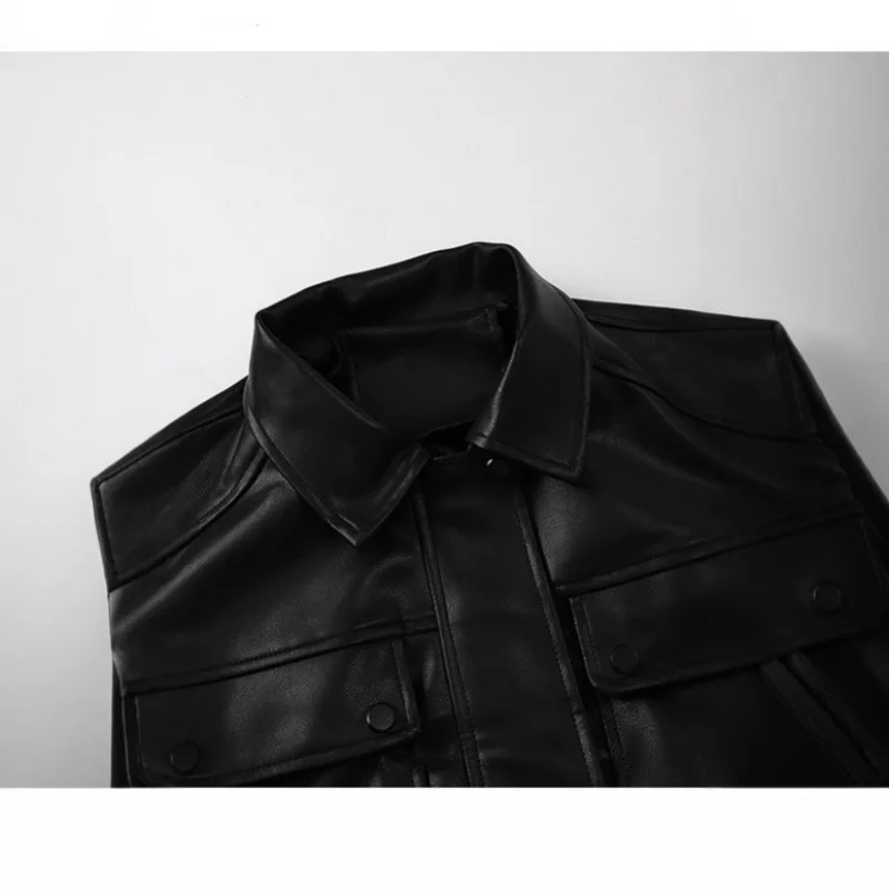 High-End Women's Form-Fitting PU Jacket with Zipper Top Lapel Autumn Collection 2025