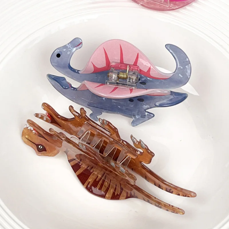 1 New dinosaur acrylic gripper, cute hair accessory, lizard hair clip, back head updo, shark clip image 2