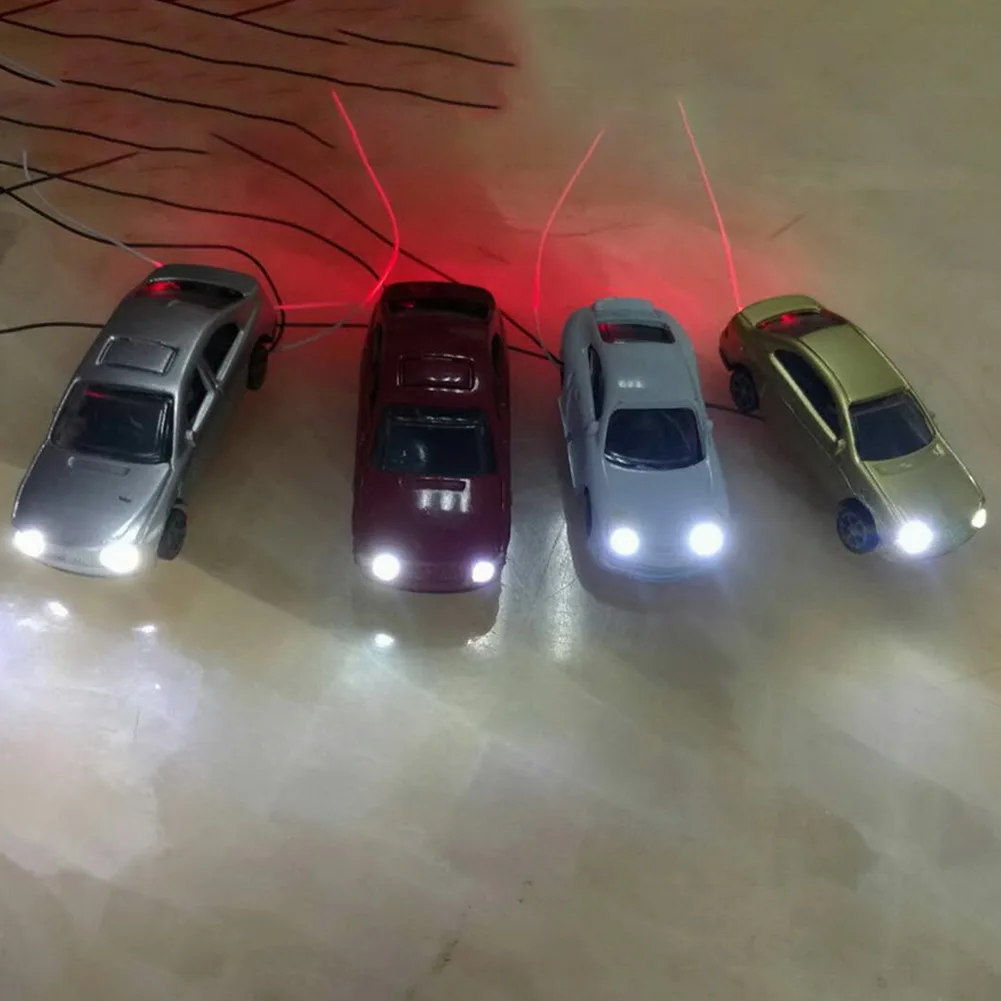 10Pcs Color Model Car Can Light Up N Scale Model Railway Scene Street Layout Building & Construction Toy Model Building