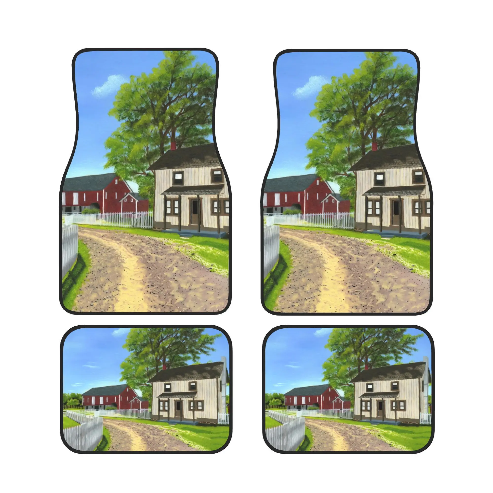 Alfombrillas para coche de cuatro piezas de The Henry Spangler Farm At Gettysburg, sin tamaño universal, se adaptan a la mayoría de los vehículos y ofrecen una base limpia para cualquier conductor.