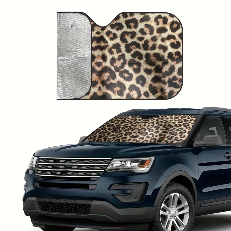 Animal Leopard Print Car Sunshade Shield Windshield Window Sun Blocker Cover Interior Protection For Truck SUV Visor Universal