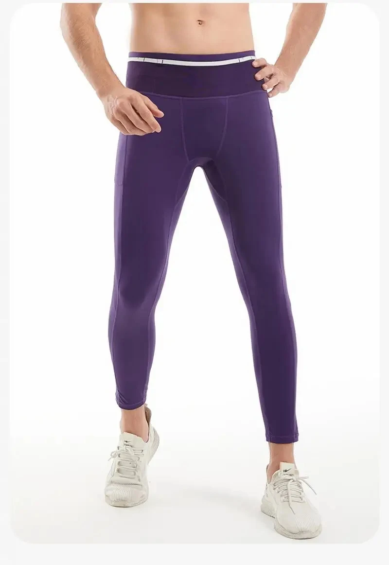 Herren-Kompressions-Laufhose, Radfahren, lange Leggings, Outdoor-Sport, Basketball, Fitness, Jungs, Fitnessstudio, Reiten, Wandern, Strumpfhosen, 6 Taschen – Detail 12
