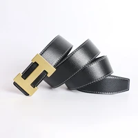 Vintage Luxury Designer Brand Waist H Belt Men High Quality Women Genuine Real Leather Dress Strap for Jeans Waistband Blue 4