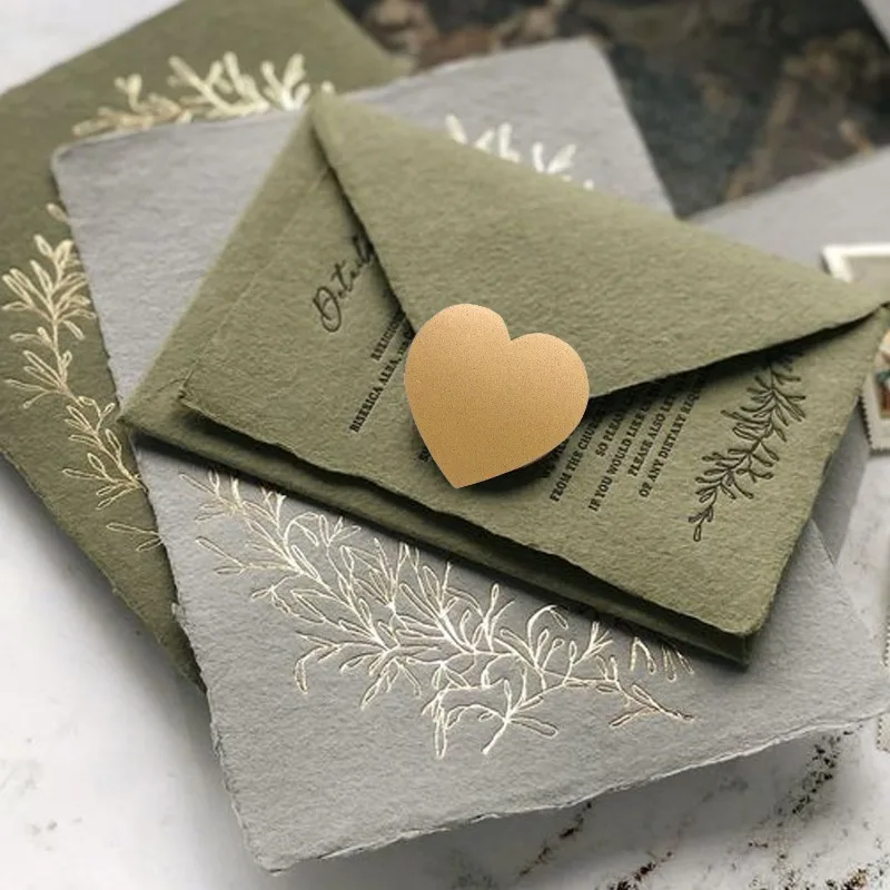 300Pcs Silver Heart Handmade Sticker Gold Paper Stickers Adhesive DIY Scrapbooking Stickers Envelope Party Gift Decoration Label