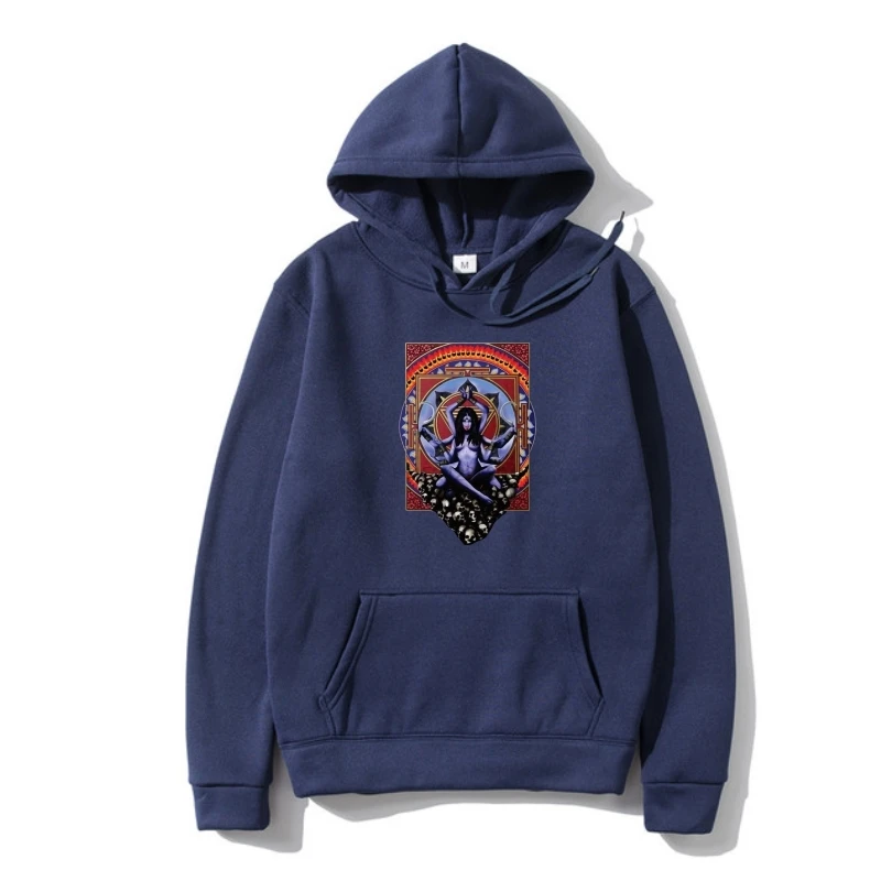 

Indianoddess of Power Kali Ches Logo Men's Hoodie Kaali Hindu Hipster Sweatshir Hoody Cotton Black S-3XL women Sweat