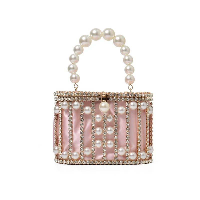 Hollow Pearl Beads Fashion Premium Crystal Rhinestone Evening Bag Women\'s Handbag Luxury Wedding Party Clutch Bag Crossbody Bag