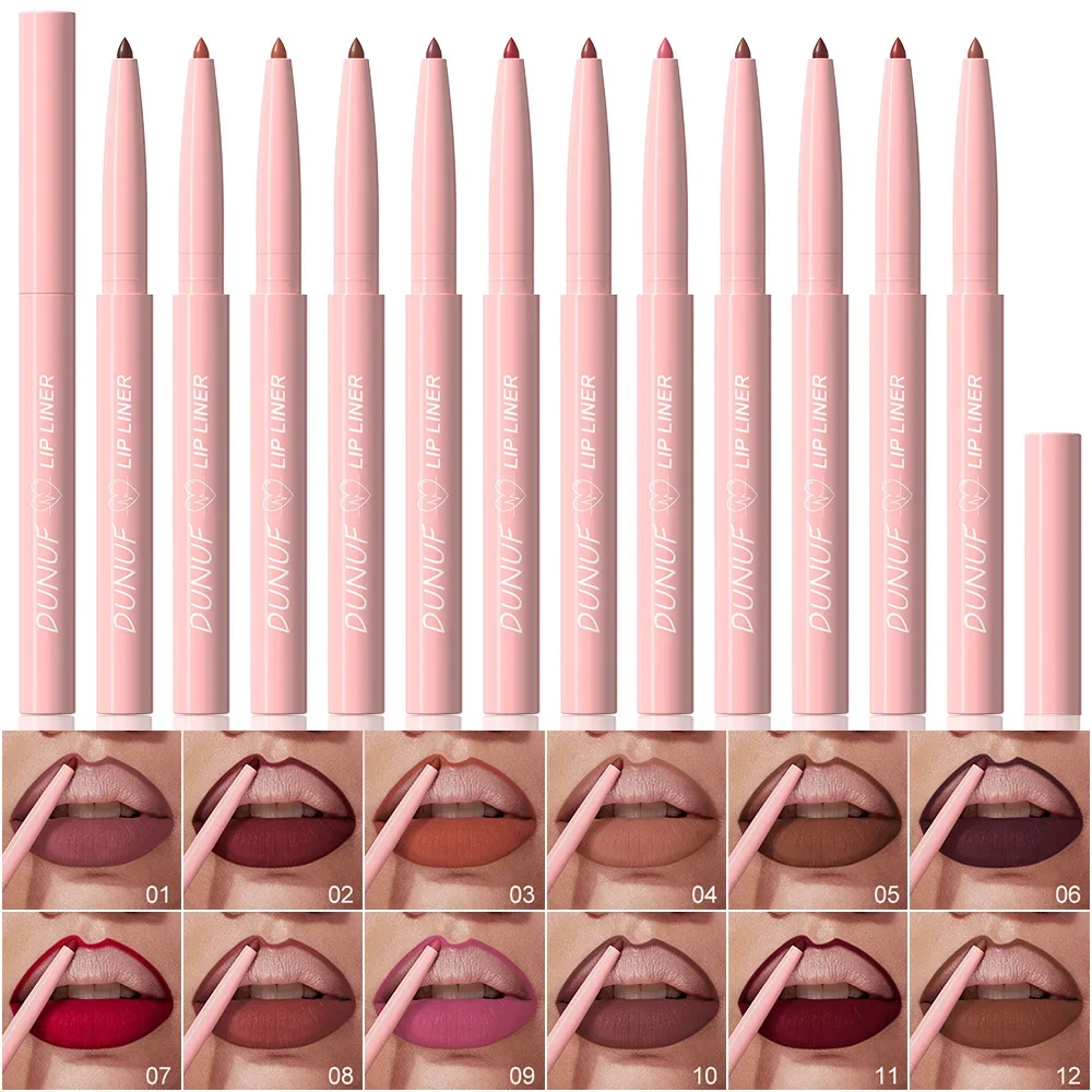 Conjunto de lápis labial 12 cores, batom fosco à prova d'água 24 horas de longa duração, maquiagem coreana para mulheres, cosméticos