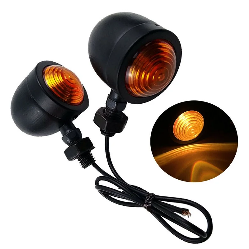 Bullet Motorcycle Turn Signal Light Indicator Amber Blinker Retro Lamp for Harley Davidson Honda Yamaha Cruiser Bobber Chopper