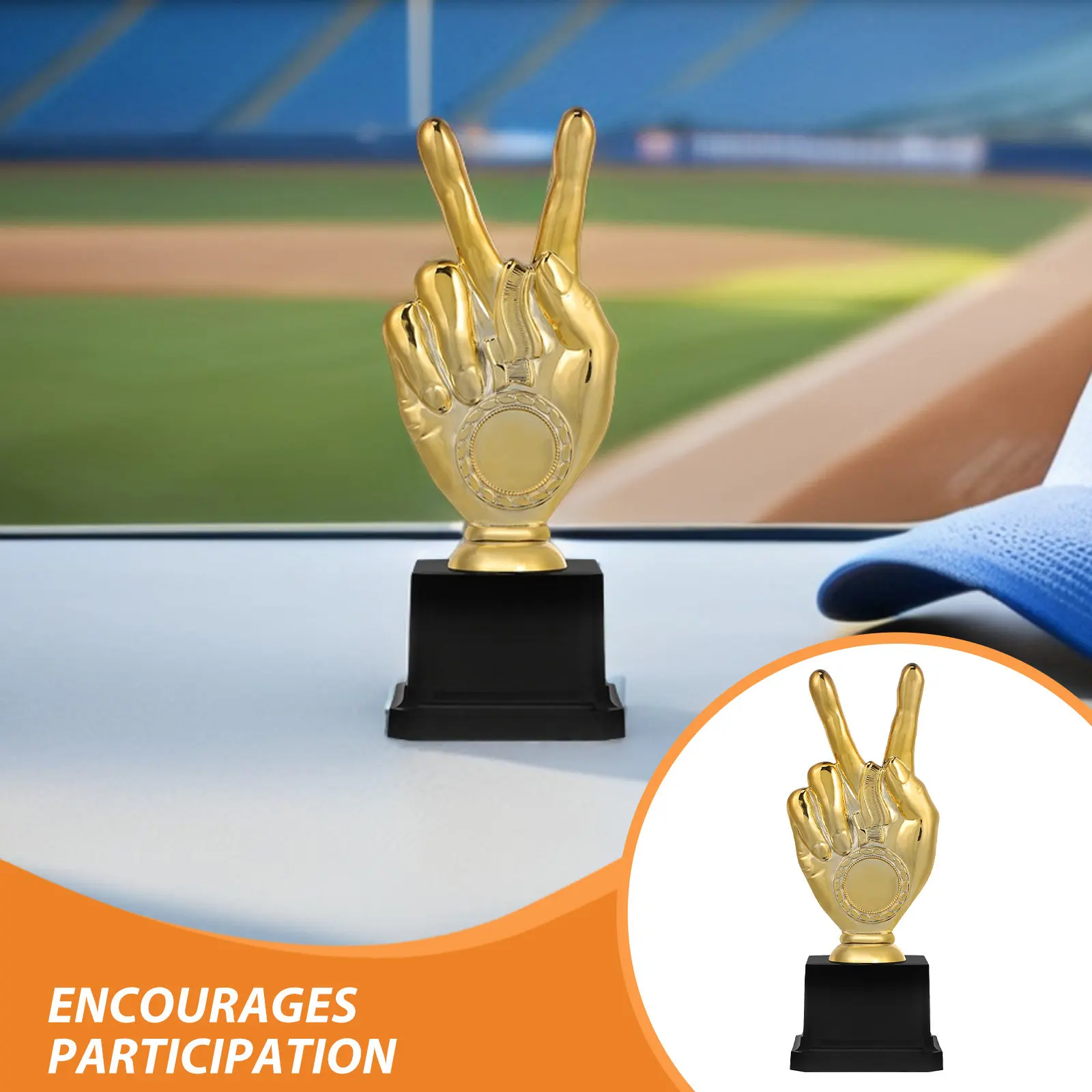 2Pcs Childrens Trophies Plastic Golden Trophy Cup Set Small Ergonomic Design for Kindergarten Student Sports Competition Rewards view 2