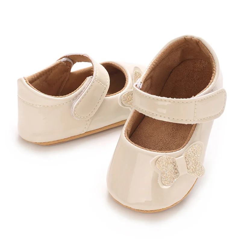 Adorable Baby Girls Sparkly Mary Jane Flats with Bow Detail Non-Slip Sole Perfect for Newborns and Infants