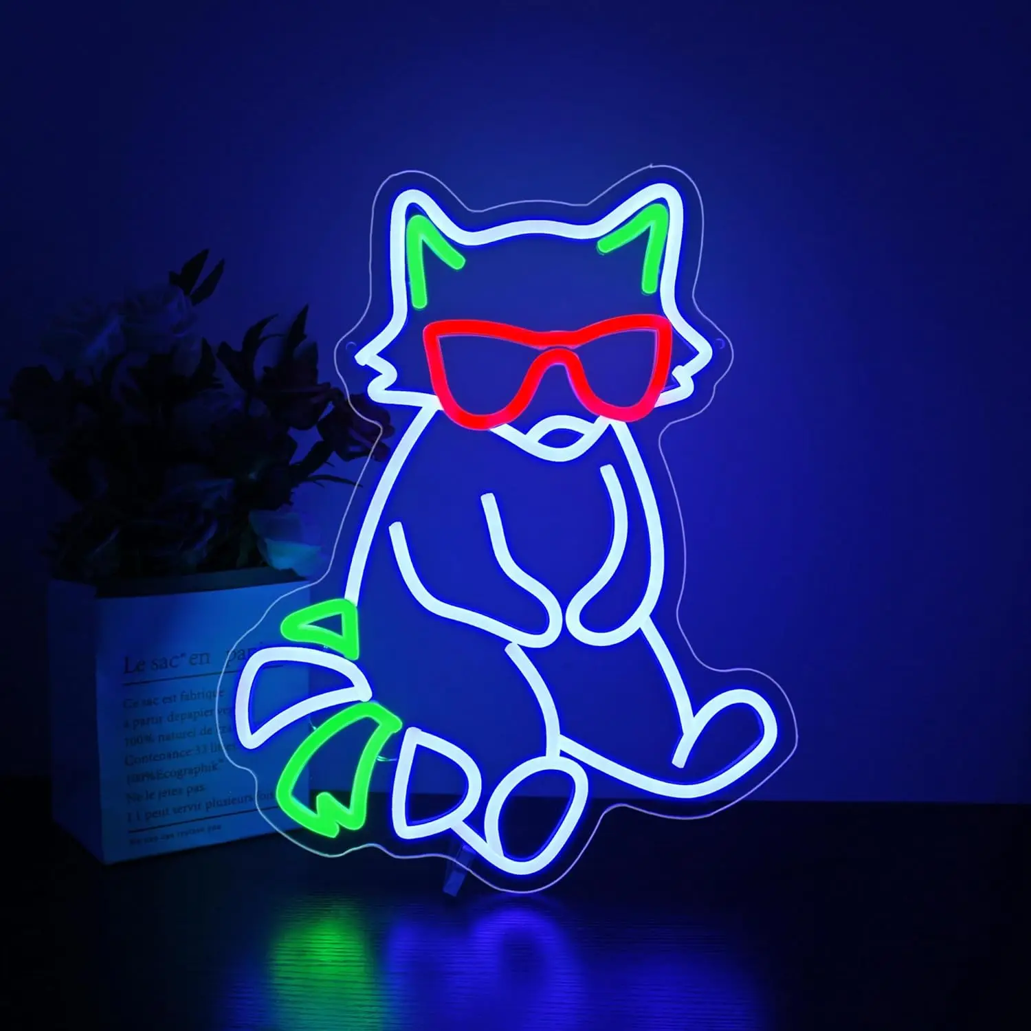 クールなサングラスをかけた猫のネオンサイン、子供部屋の装飾ledネオンライト、調光可能usb、幼稚園、プレイルーム、寝室の壁飾り、ギフトに最適