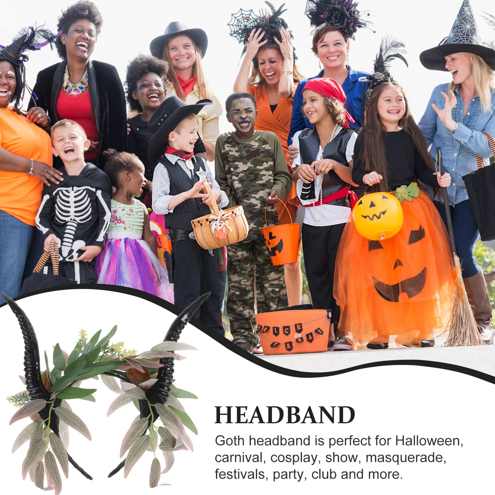 

Gothic Headband Realistic Antelope Horns Flexible Halloween Party Cosplay Headpiece Black Halloween Hair Accessories