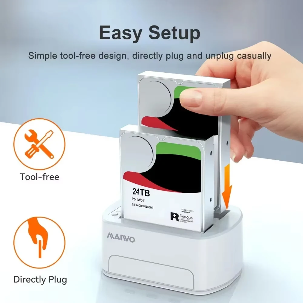 MAIWO 2.5 ''/3.5'' Mendukung Offline Clone HDD SSD Case USB3.0 Ke SATA Hard Drive Duplikator Docking Station untuk RGB Lampu Warna-warni