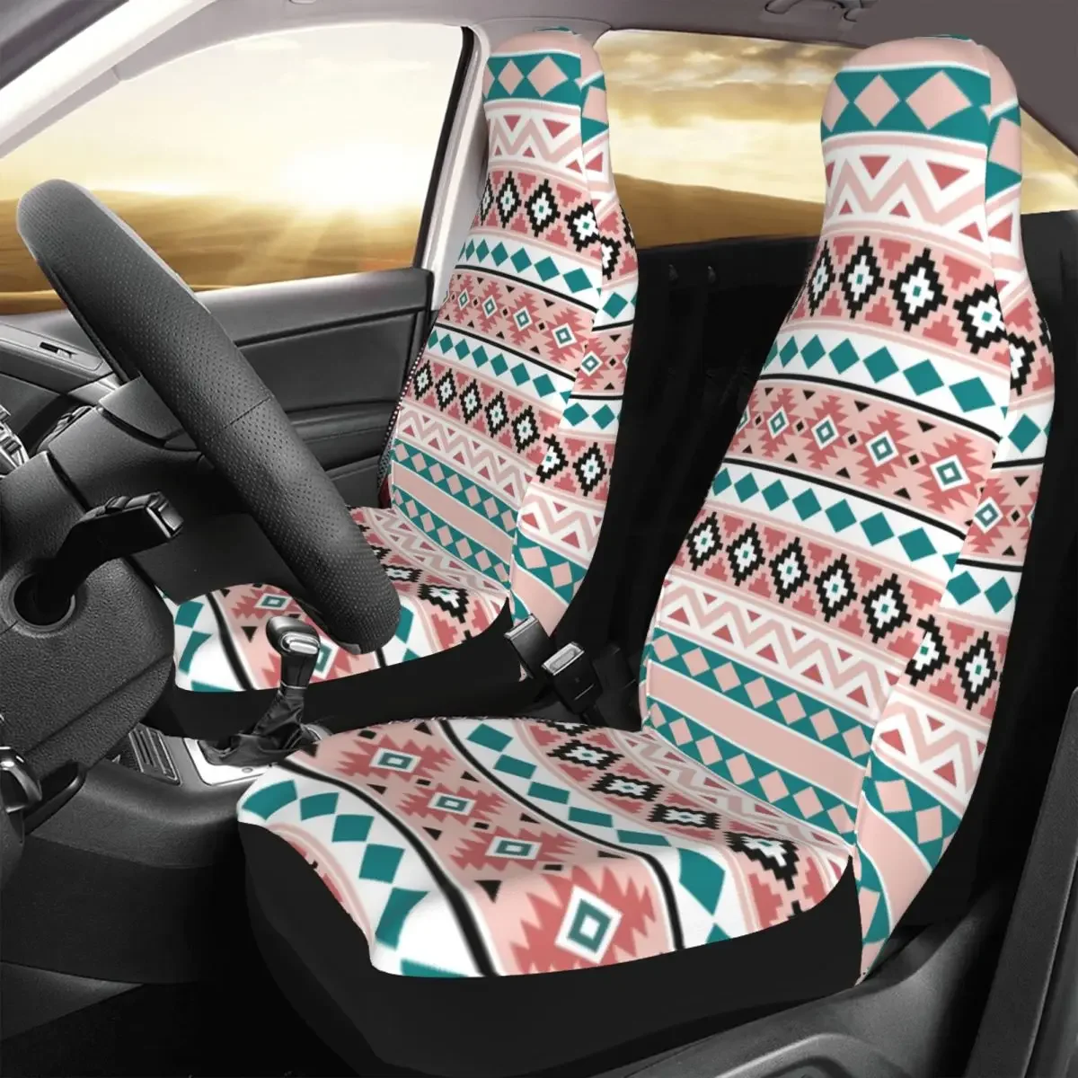 

Boho Bohemian Universal Car Seat Cover Protector Interior Accessories Women Aztec Pinks Seat Covers Polyester Car Accessories