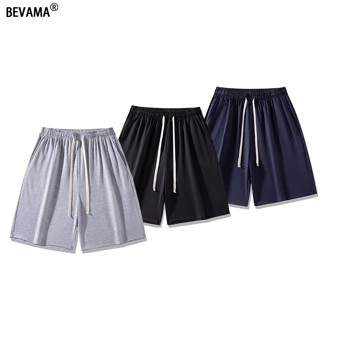 Letnie spodenki do biegania dla mężczyzn Casual Jogging Sportowe krótkie spodnie Jednokolorowe sznurki Luźne, suche spodenki sportowe na siłownię