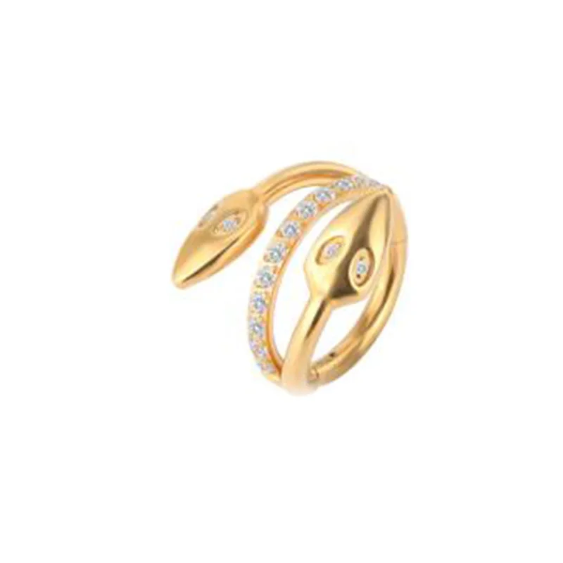 

Kenbao 10PCS F 136 Titanium Double Snake Head CZ Eyes Hinged Segment Rings nose rings earring piercing Wholesale factory cost