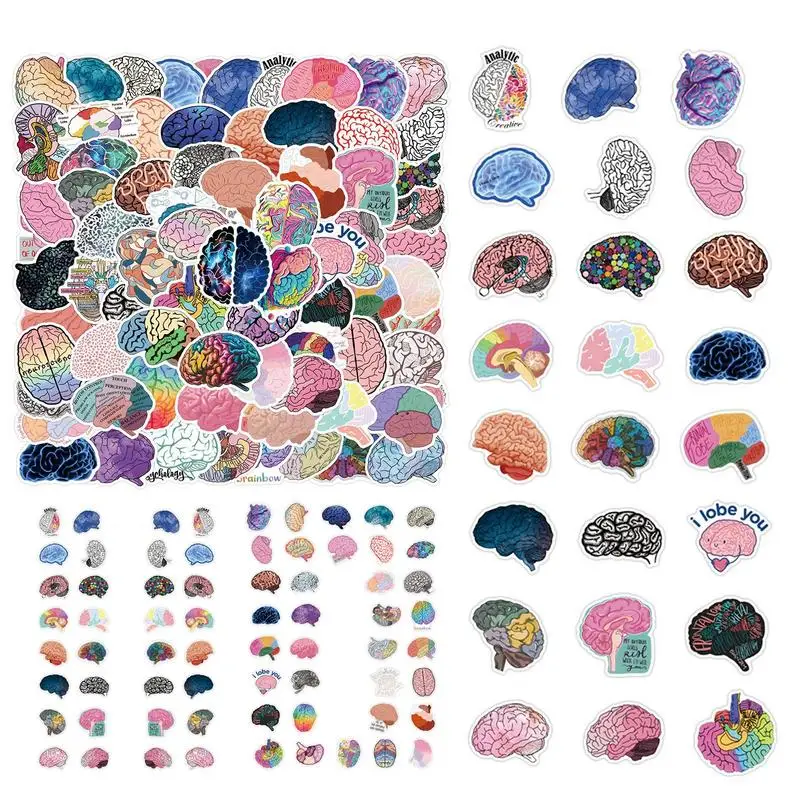 Brain Laptop Stickers 110Pcs Waterproof Creative Decals Aesthetic Stickers For Suitcase Water Bottle Refrigerator Computer