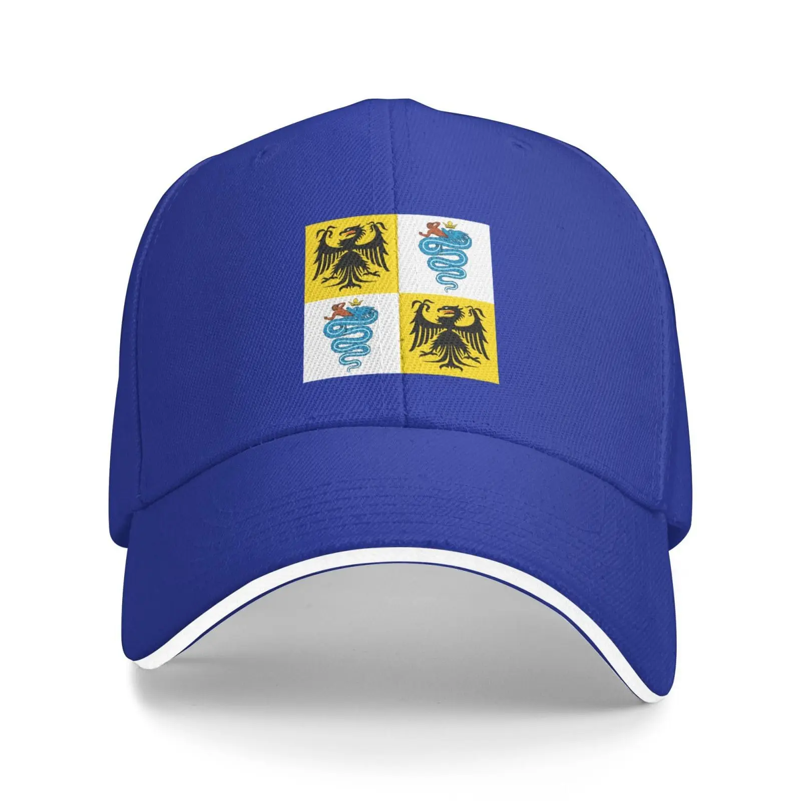 Flag of The Duchy of Milan (1450) Trucker Baseball Cap for Men Women Hat Sandwich Brim Dad Hats Blue