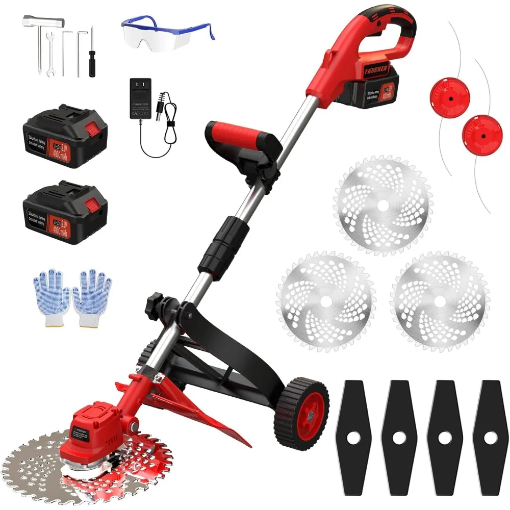 

9-дюймовый аккумуляторный Weed Wacker с батарейным питанием, двумя батареями емкостью 4,0 Ач и возможностью обрезки на колесах 3-в-1