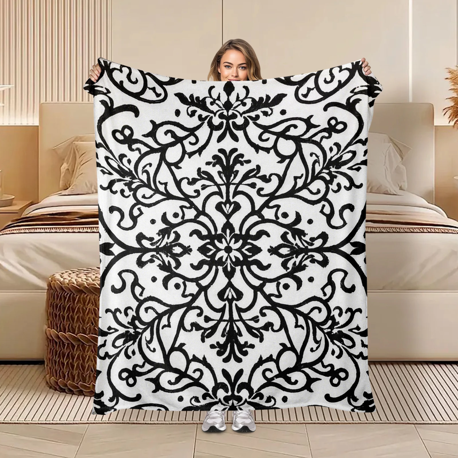 

Black And White Traditional Patterns Blanket Combines Ancient Art With Modern Comfort As A Gift