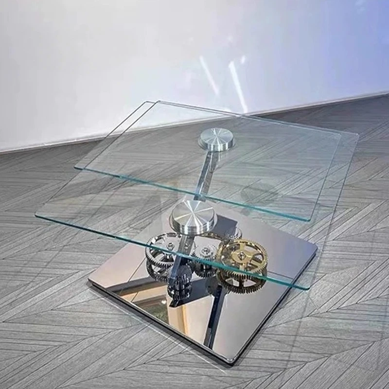 

Вращающийся журнальный столик, механическое стекло, современный простой вращающийся мебельный столик для гостиной, столик Basse Bois Mesas De Centro Para Sala