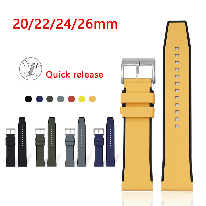 

Universal Rubber Silicone Strap 20mm 22mm 24mm 26mm Men Women Waterproof Sports Quick Release Watch Band for Huawei Seiko Omega