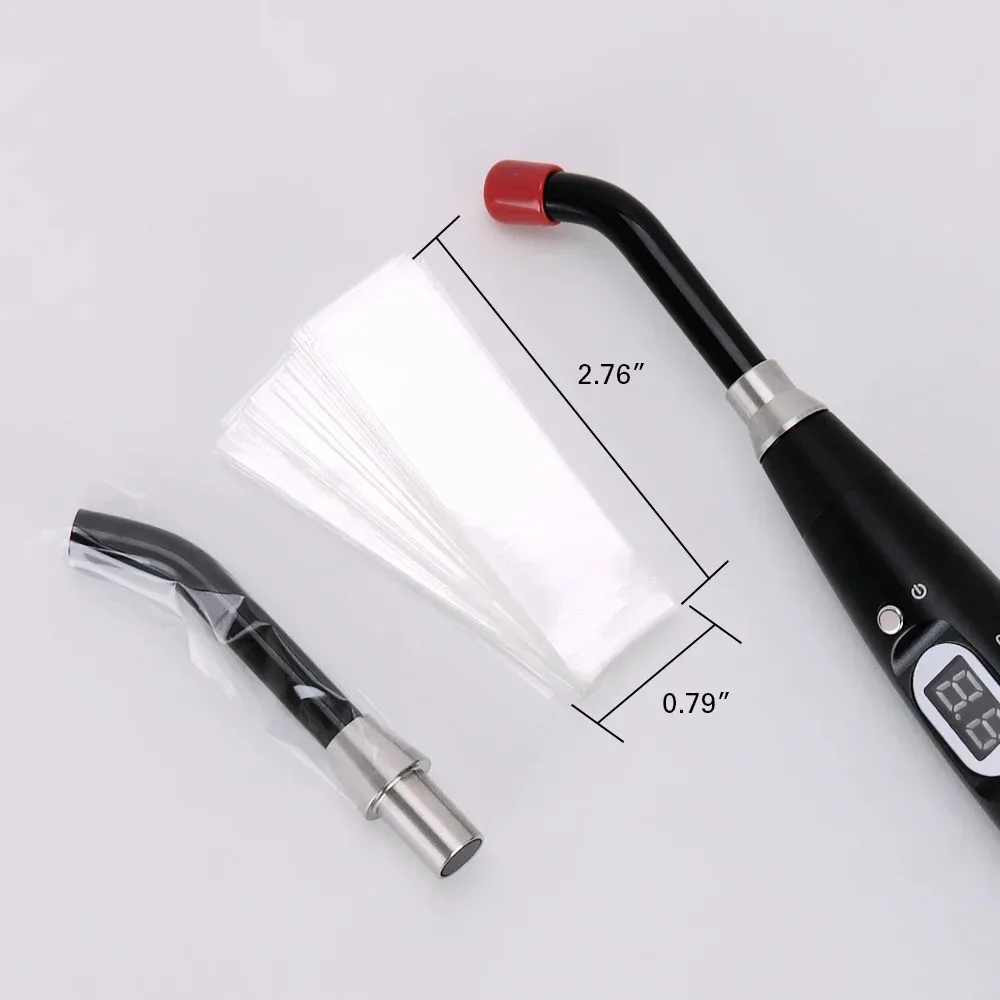 Dental Material Disposable Light Curing Head 200pcs/Box Protective Cover Light Guide Light Stick Sleeve 18*67MM/2.76*0.79 Inch