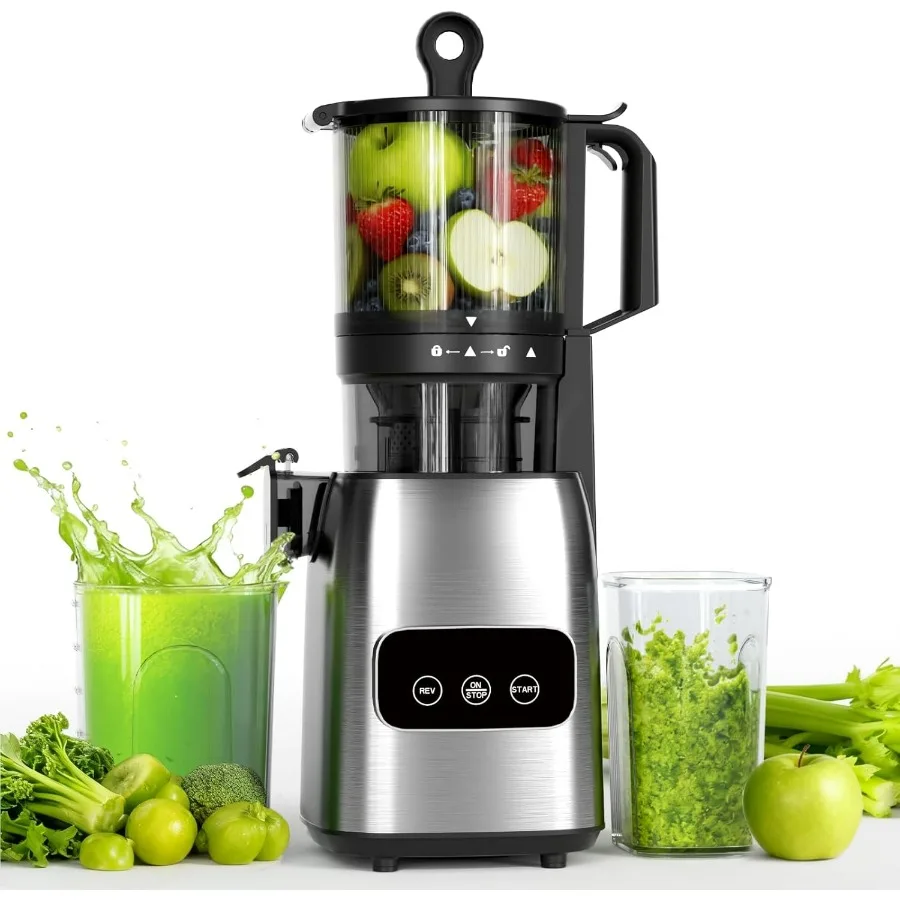 

Соковыжималка холодного отжима, соковыжималки с большой желобом подачи 5,4 дюйма для целых овощей и фруктов, профессиональный сок с медленным жеванием