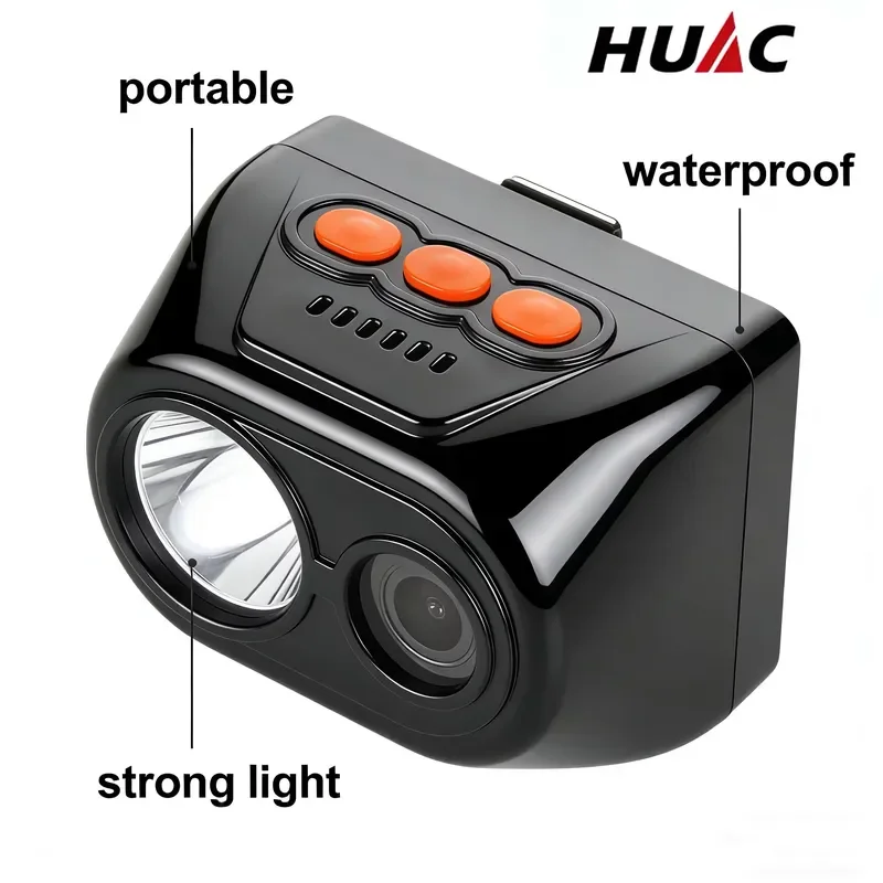 Portable Mining Headlight Wireless Charging LED IP65 Waterproof Long Battery Life Built-in Camera Super Bright Display for