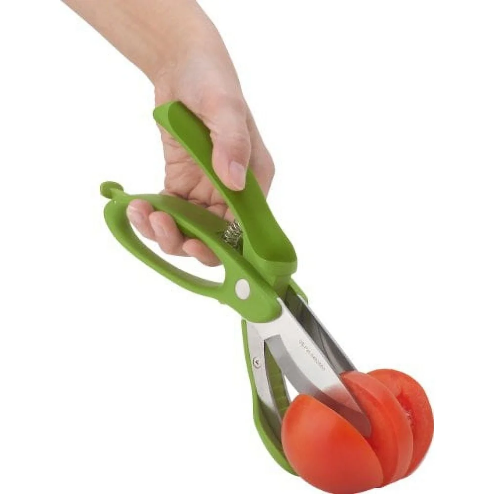 デュアルマイクロセレーションブレード付きトス＆チョップツール、インスタント野菜チョッピング、安全ロック、コンパクト収納、サラダや料理に最適